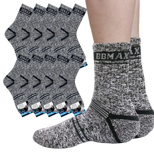 지니양말 10켤레 남성 등산양말 안전 산행 작업 레져 용 2중구조 파일양말, 그레이, 10개