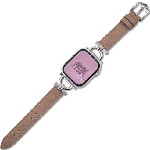 영스피플 애플워치 호환 슬림 링크 가죽 스트랩 11 10 9 8 7 se2 3 레더 밴드 40 41 44 45 49, 38/40/41mm, 에토프, 1개