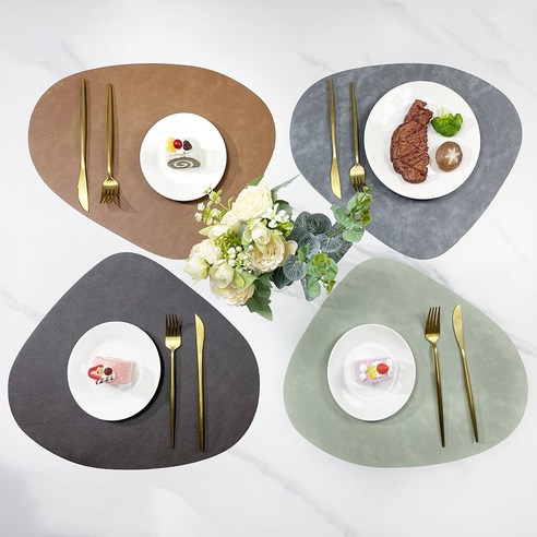 엘빈리빙 물방울 양면 식탁매트 4p 세트, A, 1세트, A set, 42.5*34cm