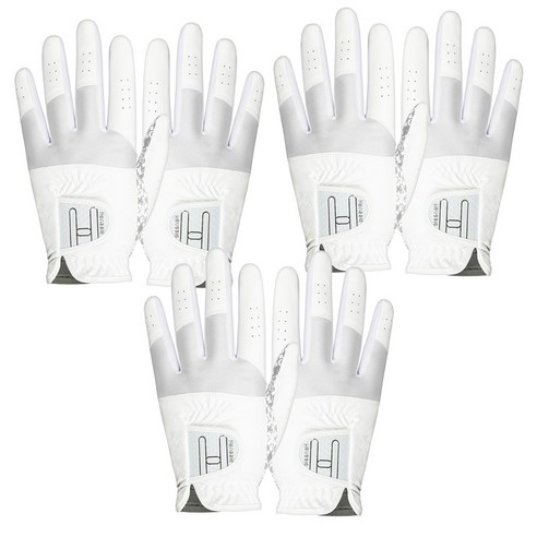 핸즐 KPGA 뉴핸즐 여성 합피 양손착용 골프장갑 3장, 그레이, 3개