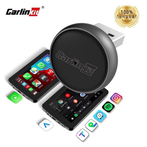 카링킷 미니 무선 스마트 자동차 어댑터 애플 카플레이 안드로이드 오토 2in1 플러그앤플레이, 블랙, MIni Ultra3