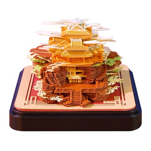 SUUNI 2026년 3D 탁상 달력 3D 입체 메모지 3D 탁상 캘린더 메모지 북마크 인테리어 소품 새해 선물, 1개, 하늘 사원