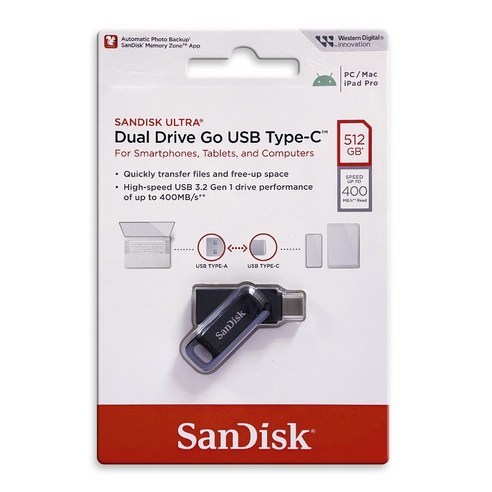 SanDisk Ultra GO TYPE-C USB 3.2 高速雙用 OTG 隨身碟, 1個, 512GB, 512GB - USB 隨身 ...