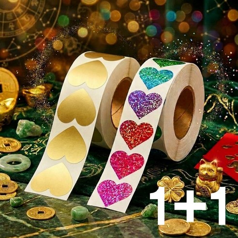 미니갤러리 재물운 큰 하트 스티커 2롤 500매