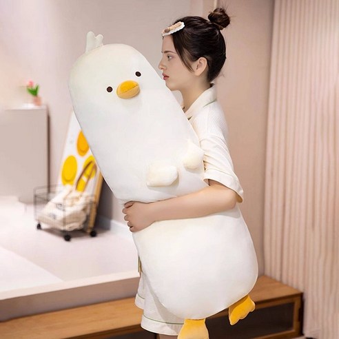 앤티키 병아리 캐릭터 긴 쿠션 바디필로우, 화이트