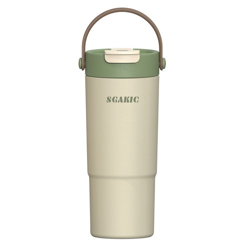 SGAKIC 진공 스텐 빨대 텀블러 보온보냉 차망 밀폐 워터보틀, 1개, 650ml, 카키