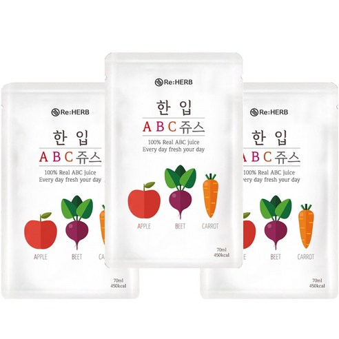 물한방울 넣지않고 국내산 갈아만든 리허브 한입ABC쥬스, 30개, 100ml, 물 한방울 넣지않고 국내산 갈아만든 한입ABC주스