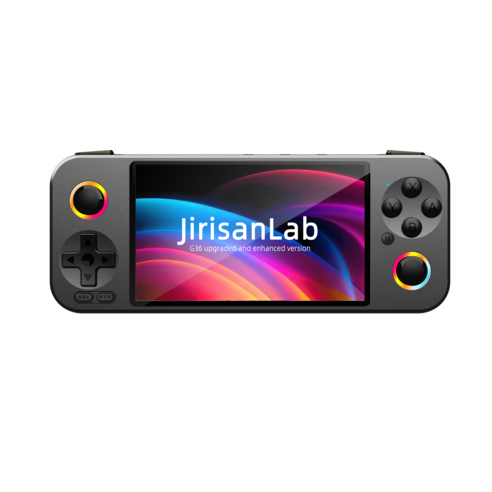 JirisanLab 레트로 게임기 4.5인치 15000개 게임 내장 휴대용 고전 게임기, 블랙64GB