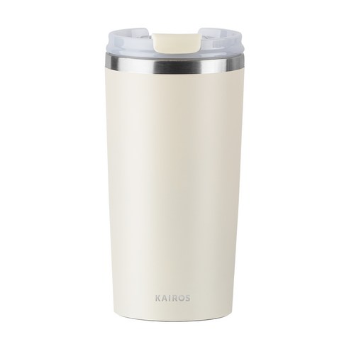 카이로스 클래식 베큠 보온 보냉 밀폐 스텐 빨대 텀블러, 1개, 470ml, 크림