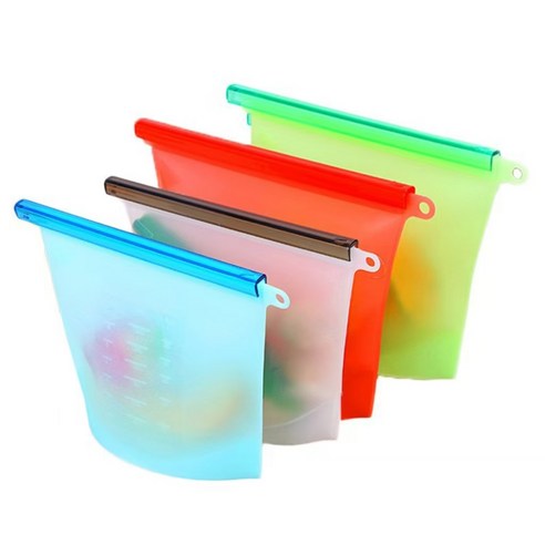 실리콘 지퍼백 재사용이 가능한 푸드백 냉장고정리 용기 4개입, 1500ml*4, 1세트