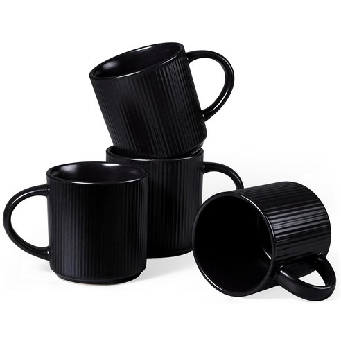세라믹 커피 머그잔 4종 세트 350ml, 1개, 매트 블랙
