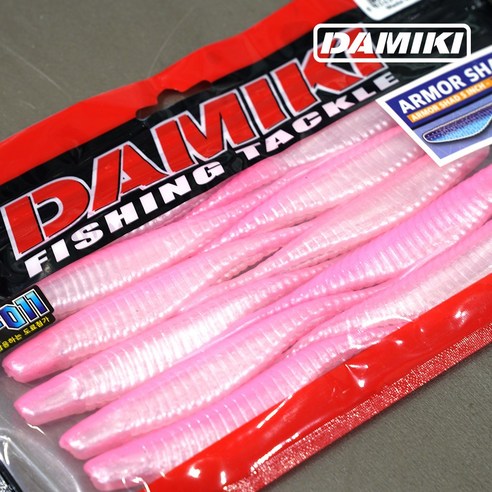 다미끼 아머쉐드 5인치 광어 다운샷 웜, 1세트, 6.4g, 480 PINK PEARL WHITE 2