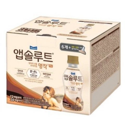 앱솔루트 엄마의 선물 프리미엄 명작 액상 12개월부터 24개월까지 240ml + 니플 세트, 6개