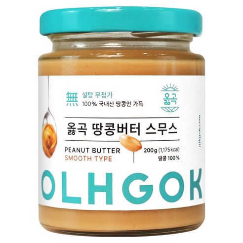 옳곡 100% 국내산 땅콩버터 스무스, 200g, 1개