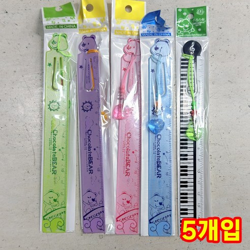 쉬핑 캐릭터 모양자 직자 초등 눈금자 방안자 15cm 세트, 1세트, 믹스
