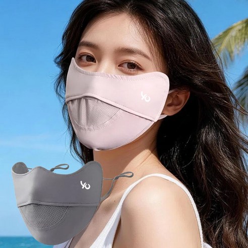 미블룸 1+1 여성 자외선차단 골프 스포츠 쿨 숨쉬기 편한 마스크, 1세트, 핑크+다크 그레이