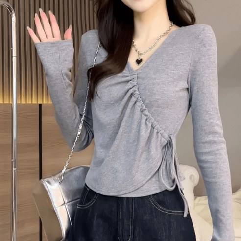 COSYEVNO 여성 봄가을 슬림핏 긴팔 티셔츠 티셔츠 BCXsy-3