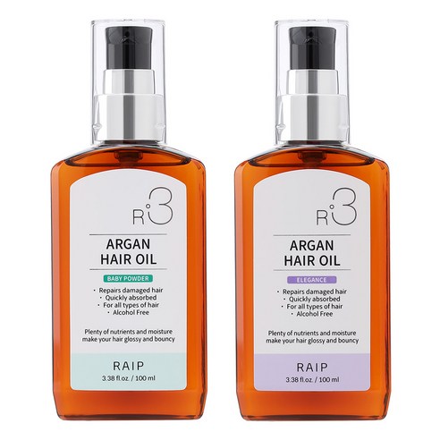 라입 R3 아르간오일 헤어에센스 베이비파우더+엘레강스, 100ml, 2개