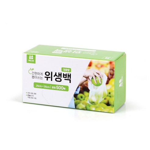 생활드림 뽑아쓰는 대용량 일회용 위생 비닐봉지 중 25 x 35 cm, 1개, 500개입, 중(M)