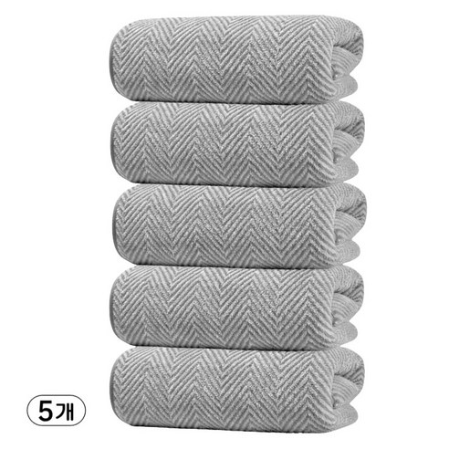 Ahomeone 호텔 수건 고흡수력 극세사 먼지없는 수건 세면 타월 130g, 그레이, 5개