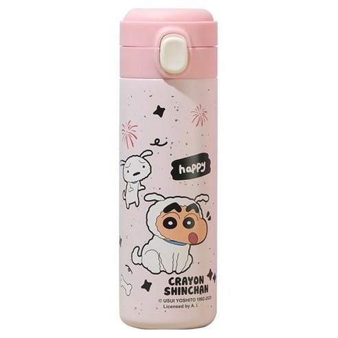 StarR 크레용 신짱 밀크 크림 진공 보온 보냉 텀블러 SC10146, 1개, 450ml, 핑크