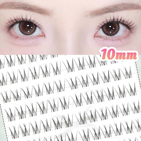 우베리 노글루 속눈썹 10mm 퓨어데일리 자연스러운 포인트 아이돌 속눈썹 투명라인 대용량 120pcs