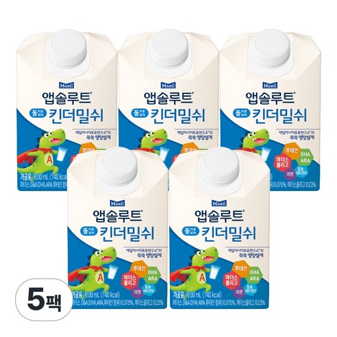 매일유업 앱솔루트 킨더밀쉬, 5개, 200ml, 우유맛