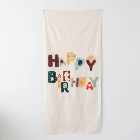 동그라미파티 생일 패브릭 가랜드 배너, 패치워크