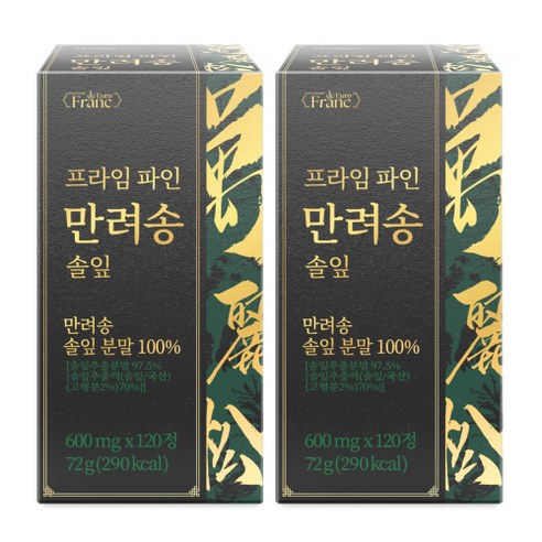 [정품] 프라임 파인 만려송 솔잎 분말 100% 식약청 인증 해썹, 2개, 120정