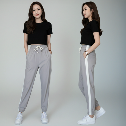 데일로엔 여성 조거팬츠 봄 가을 밴딩 라인 트레이닝 바지 데일리 츄리닝 운동복