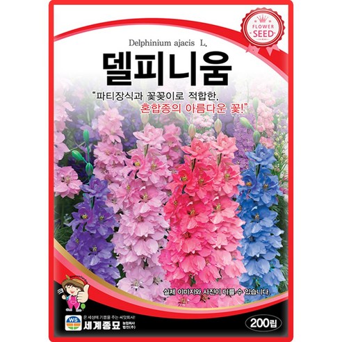 세계종묘 델피니움 씨앗 200립 혼합종 델피니움 꽃씨 종자, 1개