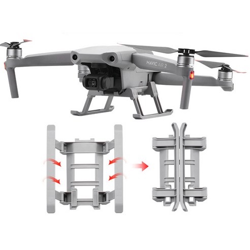 DJI 매빅 에어2 에어2S 전용 드론 폴딩 랜딩기어 접이식 스키드 이착륙 보호대 높이 확장 다리, 1개, (에어2) 폴딩스키드(그레이)