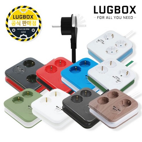 러그박스 사각 USB 납작 멀티탭 플랫 플러그 고용량 멀티 콘센트 1.4m, 블랙, 1개