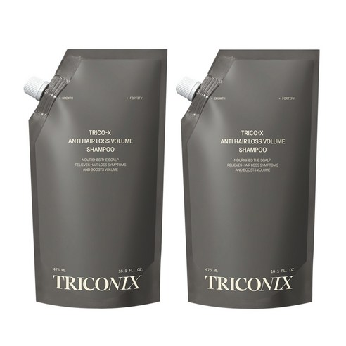 트리코닉스 트리코엑스 탈모완화 볼륨 샴푸 파우치 리필팩, 2개, 475ml