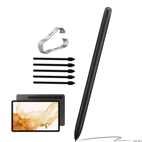 삼성 탭 S7 펜슬 태블릿 터치펜 S7+울트르 전자펜 터치감 S펜 팁 증정, 1개, 블랙