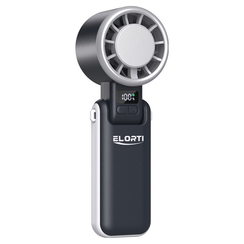 ELORTI 고속 핸디형 USB 충전타입 아이싱 터보 선풍기, 블랙, H03B