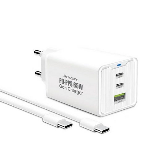 애니존 스마트폰 태블릿 노트북 65W 초고속 충전기 3포트 PPS GAN ANY-PD65WACC