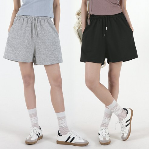 [오버나인] 여자 여성 여름 쭈리 밴딩 와이드 팬츠 4부 반바지