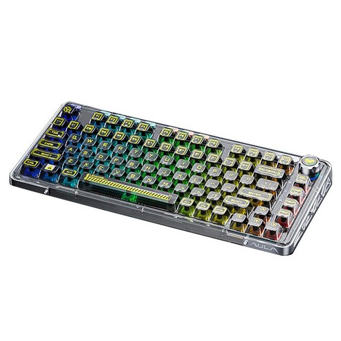 AULA F81 RGB 커스텀 3모드 유무선 기계식 키보드, 블랙, 크리스탈 콜드축, 제조사축