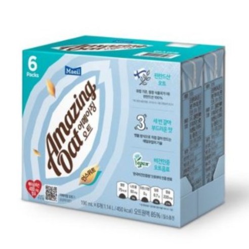 매일유업 어메이징 오트 언스위트 두유 190ml × 24개