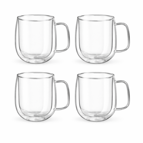 이중내열 유리컵 카페유리컵 머그컵 350ml, 투명 350ml, 4개