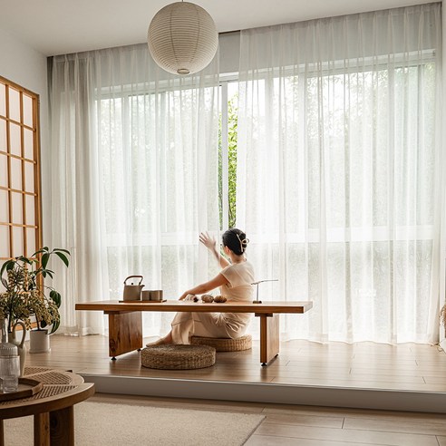 [1+1]HOMEY NEST 비침없는 린넨 쉬폰커튼 인테리어 거실 커튼 안방 커텐 작은창 창문 린넨 커튼아일렛형