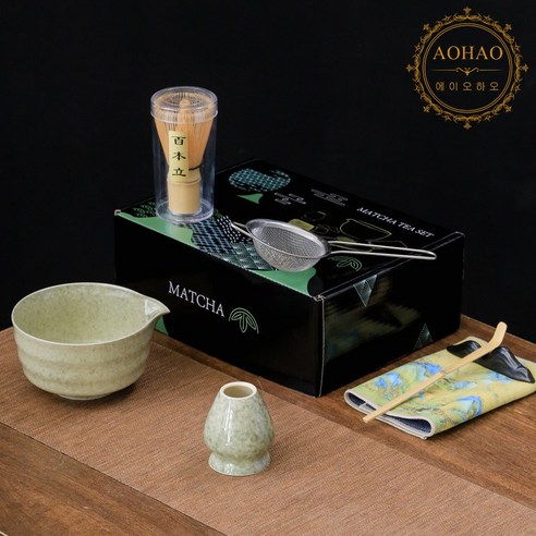 AOHAO Matcha whisk 말차도구 2/4/7 PCS 세트 차선, 그린7pcs, 4세트