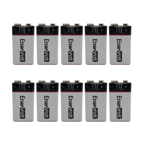 EnerVolt 9V 6F22 일회용 망간 건전지, 1개, 10개입