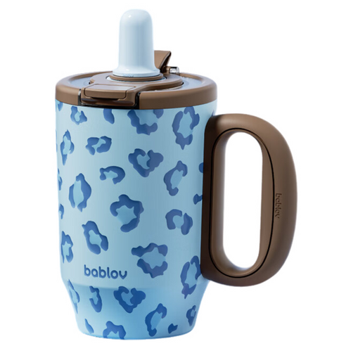 바블로브 레오파드 세라믹 라이너 손잡이 텀블러, 블루, 1개, 680ml