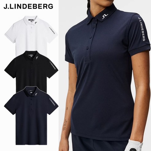제이린드버그 골프웨어 여성 반팔 티셔츠 / 여자 투어테크 라운딩 폴로 카라 / Tour Tech Golf Polo / 화이트 블랙 네이비