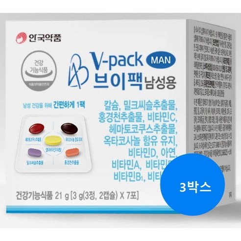 안국약품 브이팩 남성용+ 멀티비타민 올인원팩, 21g, 3개