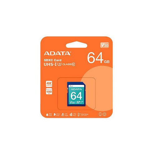 ADATA Premier Pro SDXC UHS-I Memory Card 64GB(100MB/s 85MB/s)U3 V30 1개, 64GB
