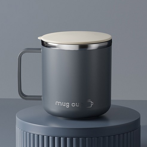 DS 스테인리스 머그컵 뚜껑 포함 보온보냉 진공 텀블러, 1개, 400ml, 블루