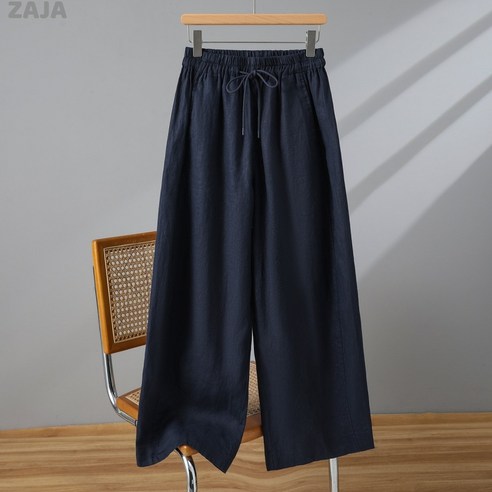 ZAJA 여성 여름 와이드팬츠 린넨 루즈핏 밴딩 스트링 시원한